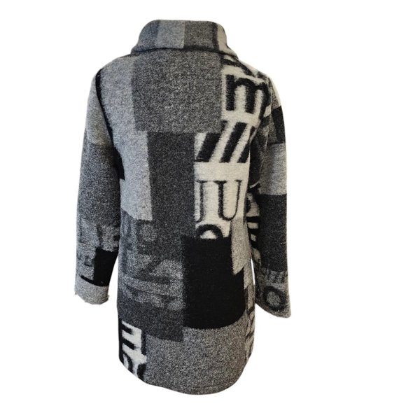 Womens Sz Medium Gray Wool‎ Blend Jacket Poland Lagenlook Patchwork Mixed Print - Picture 9 of 14